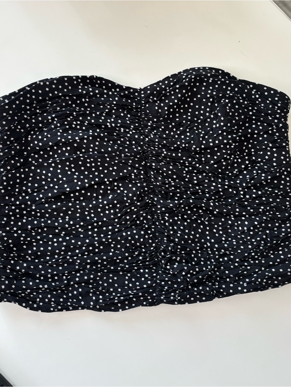 Abercrombie & Fitch Black Strapless Polka Dot Ruched tube Top - White Dot